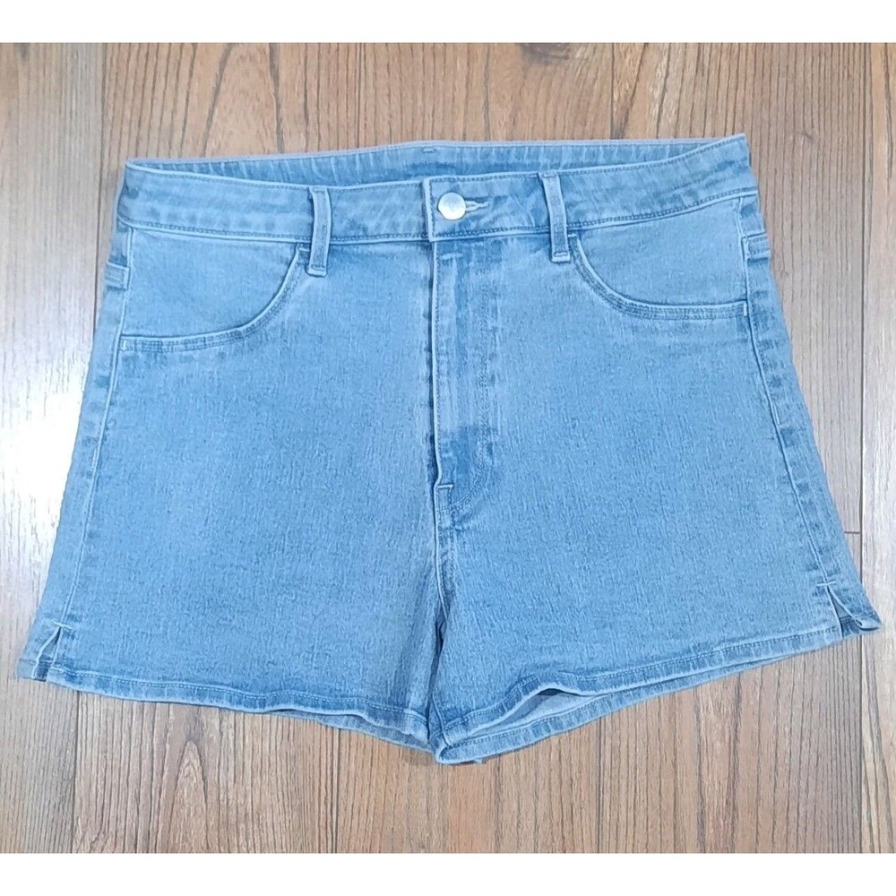 H&M High Waist Denim Shorts Medium Wash Stretch Jean Shorts Size 8 Festival